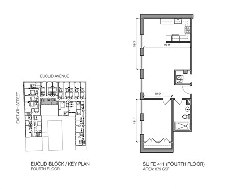 Floor plan for 1 bed, 1 bath, 772 sqft